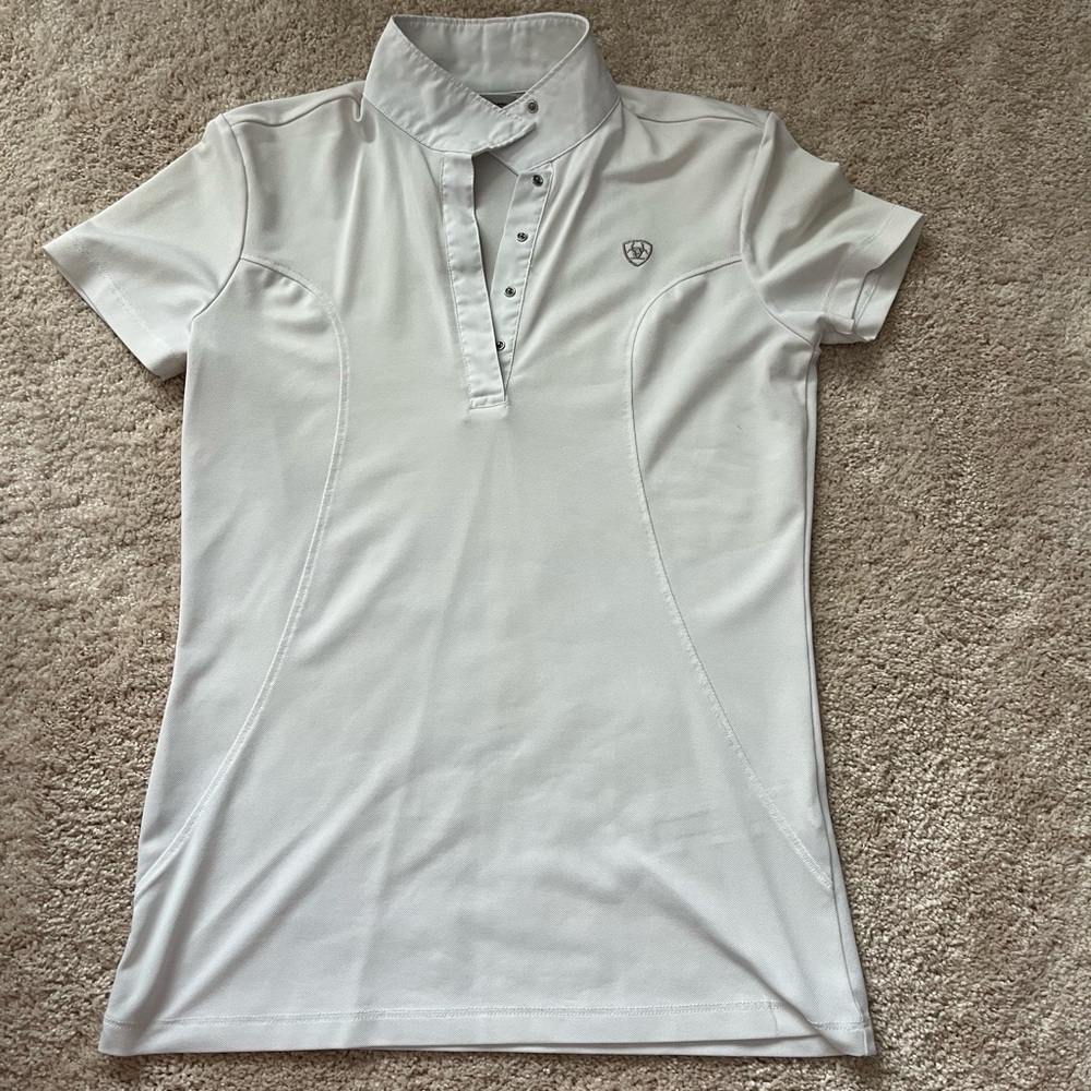 Ariat White Fitted Short Sleeve Polo Shirt Women’s English Riding Shirt